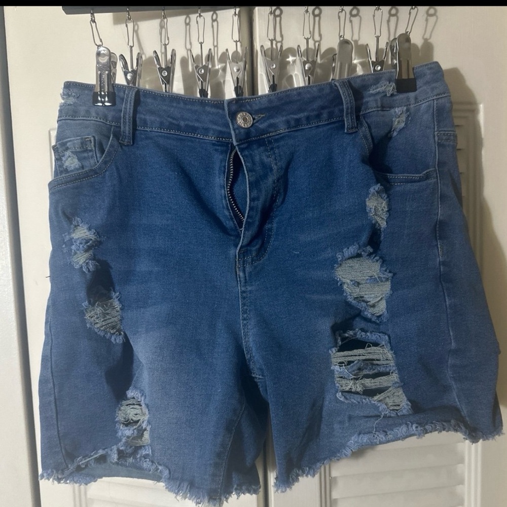 Denim distressed jean shorts